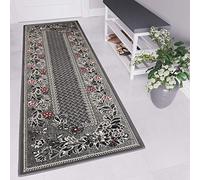 TAPISO Tappeto Passatoia DREAM Camera Corridoio Salotto Moderno Colore Grigio Disegno Floreale Migliore Qualità 70 x 400 cm