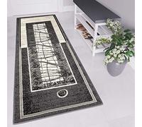 TAPISO Tappeto Passatoia DREAM Camera Corridoio Salotto Moderno Colore Grigio Scuro Disegno Astratto Migliore Qualità 70 x 200 cm