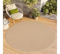 TAPISO Tappeto Rotondo a Pelo Corto, per Interni ed Esterni, Resistente ai Raggi UV, Beige, Tinta Unita, per Soggiorno, Camera da Letto, cameretta dei Bambini, Design Moderno, Öko-Tex 200 x 200 cm