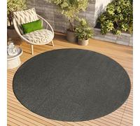 TAPISO Tappeto Rotondo a Pelo Corto, per Interni ed Esterni, Resistente ai Raggi UV, Colore Grigio Scuro, Tinta Unita, per Soggiorno, Camera da Letto, cameretta dei Bambini, Design Moderno, Öko-Tex