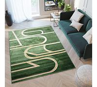 TAPISO Turmalin Tappeto Soggiorno Camera Letto Cameretta Sala da Pranzo Design Moderno Astratto Morbido le Forme Arrotondate Linee Oro Pelo Corto 160 x 220 cm