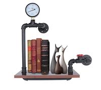 TAPMING Mensola da parete industriale, 1 ripiano, per tubi industriali, in legno, in ferro, industriale, 40 x 20 x 57 cm