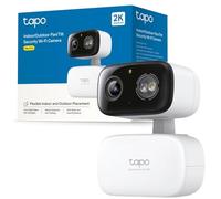 Tapo C216 2K 3MP Telecamera esterna 360 ° Pan/Tilt, Visione notturna a colori IP65, Telecamera di sicurezza WiFi esterna, Rilevamento intelligente AI, Faretti, Telecamere interne Sicurezza domestica