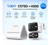 Tapo C575D + H500 HomeBase - Kit Sicurezza 4K Dual-Lens con Storage Locale