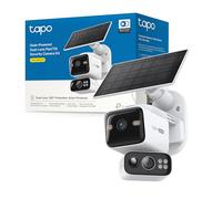 Tapo C645D KIT Telecamera Wifi Esterno con Pannello Solare, Doppia lente 2K, 360° Copre 2 aree insieme, Batteria di backup 10.000 mAh, Visione Notturna a Colori, Tracciamento/Rilevamento AI,IP65