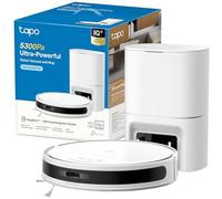 Tapo RV20 Max Plus Bianco Robot Aspirapolvere Lavapavimenti con Mappatura 5300Pa, Svuotamento Automatico Polvere 3L, Navigazione LiDAR MagSlim, Design Ultra Compatto 83mm, Controllo APP&Alexa&Google