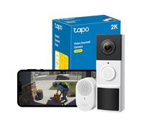 Tapo Videocamera per campanello senza fili, 2K 3 MP a batteria, video campanello a 160°, visione notturna a colori, rilevamento AI, IP65 resistente alle intemperie, compatibile con Alexa e Google