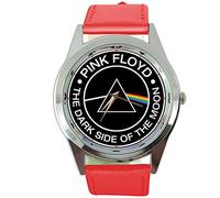 Taport® Dark Side of the Moon orologio al quarzo, rosso in vera pelle Band
