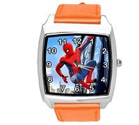 Taport®, orologio al quarzo con cinturino in pelle arancione per fan di Spiderman, E2