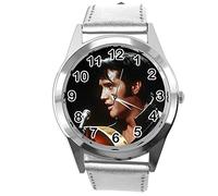 TAPORT Orologio rotondo in pelle argento per fan del rock and roll E2, Argento, Bracciale