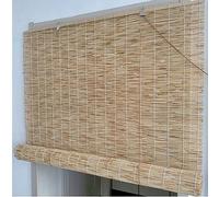 Tapparella a carrucola in Bamboo,Tenda Avvolgibile in Canna Ombra arelle Sole,canniccio di bambù linea bianca,Tenda a Rullo,Veneziana divisorio,Protezione della Privacy,Stile retrò (W130 x H130cm)