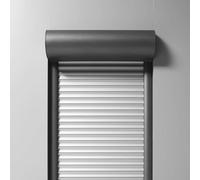 Tapparelle con cassonetto esterno, pvc, bianco traffico simile a RAL 9016, 80x80 cm o su misura, antieffrazione, forma arrotondamento