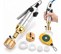 Tappatrice pneumatica, avvitatore di tappi a vite portatile per bottiglie | Include due teste di chiusura, quattro inserti in silicone e un bilanciatore per organizzare la postazione