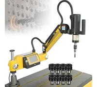Tappatrice pneumatica con controllo touchscreen, motore da 600 W, corsa 500 mm, 8 pinze standard (M3-M16) per metallo, plastica, legno, braccio oscillante universale per officine