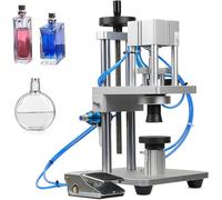 Tappatrice pneumatica per bottiglie di profumo, crimpatrice per sigillatura ad altezza regolabile con interruttore a pedale, 600-800 bottiglie/ora, compatibile con tappo in alluminio