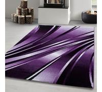 Tappeti a pelo corto, colore viola, disegno astratto delle onde, 3704, tappeto rettangolare, Tappeto soggiorno, 160 x 230 cm