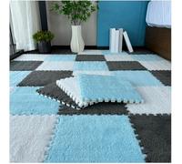tappeti a puzzle tappeti, Confezione da 12 piastrelle for moquette ad incastro multicolore 12x12 pollici(Blue+white+gray)