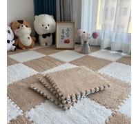 tappeti a puzzle tappeti, Piastrelle for moquette ad incastro for camera da letto e sala giochi, confezione 12, multicolore, lavabili(Beige White)