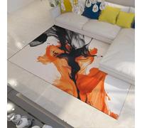 Tappeti astratti dell'area dell'inchiostro Arte minimalista moderna Zerbino nero e arancione Tappeto antiscivolo lavabile a pelo corto per ufficio Studio Home Decor 160x220cm