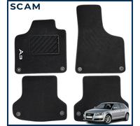 TAPPETI AUDI A3 DAL 2003 AL 2012 IN MOQUETTE CON RICAMO E 2 FISSAGGI 4 PEZZI