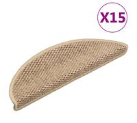 Tappeti Autoadesivi Scale Aspetto Sisal 15 pz 56x17x3 cm Sabbia