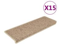 Tappeti Autoadesivi Scale Aspetto Sisal 15 pz 65x21x4 cm Sabbia