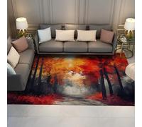 Tappeti autunnali della foresta per il soggiorno camera da letto autunno foglie rosse paesaggio della natura del paese tappeto antiscivolo per l'arredamento dell'ingresso della fattoria 60x120cm