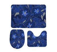 Tappeti Bagno 3 Pezzi Abstract Flowers Drawn Bright Colorful Flower Antiscivolo Copertura per WC Pelosi Tappetino girowater a Forma di U per Docce Vasche