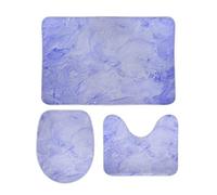 Tappeti Bagno 3 Pezzi Blau-Violett Blue Texture Fragment Antiscivolo Tappetini Per WC Morbido Tappetino girowater a Forma di U per Bagno Docce