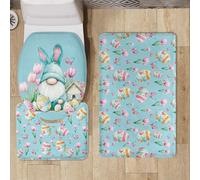 Tappeti Bagno 3 Pezzi Farfalla Fiori Rosa Tappeto Doccia Antiscivolo Schiuma Memoria Lavabile Coperchio Igienico Asciugatura Rapida Tappetino Bagno Assorbente 50x80 cm