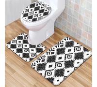 Tappeti Bagno 3 Pezzi Geometria Semplice Set Tappetini Bagno Antiscivolo Giro Water O Bidet Un Tappeto Rettangolare Tappeto A Forma Di U E Coperchio Del Wc Lavabile