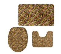 Tappeti Bagno 3 Pezzi Leopardo Giallo Set Tappetini Bagno Antiscivolo Giro Water O Bidet Un Tappeto Rettangolare Tappeto A Forma Di U E Coperchio Del Wc Lavabile 45X75Cm