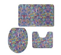 Tappeti Bagno 3 Pezzi Rainbow Set Tappetini Bagno Antiscivolo Giro Water O Bidet Un Tappeto Rettangolare Tappeto A Forma Di U E Coperchio Del Wc Lavabile 50X80Cm
