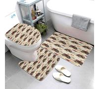 Tappeti Bagno 3 Pezzi,Red Wood Grain Tractor Print Asciugatura Rapida Copertura per WC Lavabili Tappetino girowater a Forma di U per Bagno WC Docce