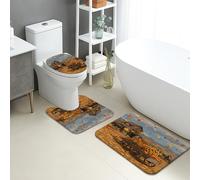 Tappeti Bagno 3 Pezzi,Rustic Sunflower Farmhouse Autumn Flowers Comodi Coperchio del WC Antiscivolo Tappeto a Forma di U per Bagno WC Docce