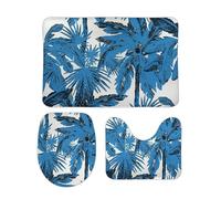 Tappeti Bagno 3 Pezzi Watercolor Palms Modern Style Traspiranti Copertura per WC Pelosi Tappeto a Forma di U per WC Bagno