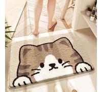 Tappeti Bagno Moderni Gatto Giallo Super Soffice Antiscivolo Floor Mat for Shower,Lavabile in Lavatrice per,Camera da Letto o Come Tappetino per Bagn