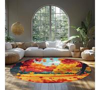 Tappeti circolari con foglia d'acero 150 cm Vintage Autumn Forest Garden Indoor Soft Antislip Round Thin Carpet per soggiorno sotto il tavolo