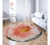 Tappeti circolari da soggiorno antiscivolo in stile boho 100cm - Tappeto floreale lavabile rotondo con motivo peonia rosa a pelo corto per camera da letto cucina sotto il tavolo