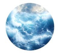 Tappeti circolari morbidi per soggiorno dal design oceanico 200cm - Tappeto rotondo con stampa dinamica sulle onde del mare tempestoso antiscivolo per l'ingresso del bagno della camera da letto