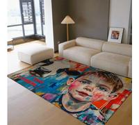 Tappeti colorati Graffiti Citazioni ispiratrici Ho un sogno Street Art Cute Boy & Cow Print Tappeto sottile per soggiorno Camera da letto 100 x 200 cm