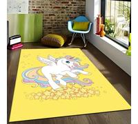 Tappeti con Stampa 3D di Unicorni per Bambini Camera da Letto Corridoio Sala da Pranzo Tappetino Gioco Gattonamento Antiscivolo per Bambini,Rosa Viola Giallo Soggiorno Rugs (Multi 7,160x200 cm)