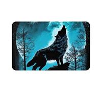 Tappeti da bagno - 50,8 x 80 cm tappetini da cucina per pavimento, blu luna piena lupo tappeto per ingresso tappeti interni, antiscivolo lavabile bagno lavanderia porta tappeto