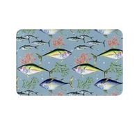 Tappeti da bagno antiscivolo lavabili, tappetini da cucina per pavimenti, tappeti per ingresso interni, vari pesci selvatici marini, lavanderia, bagno, porta con retro in gomma, 50,8 x 80 cm