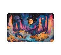 Tappeti da bagno antiscivolo lavabili, tappetini da cucina per pavimenti, tappeti per ingresso interni, fantasia paesaggio cosmico lavanderia tappeto porta bagno con retro in gomma 50,8 x 80 cm