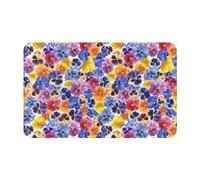 Tappeti da bagno antiscivolo lavabili, tappetini da cucina per pavimenti, tappeti per ingresso, interni, giardino, viola del pensiero tricolore, lavanderia, bagno, porta con retro in gomma, 50,8 x 80