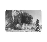 Tappeti da bagno antiscivolo lavabili, tappetini da cucina per pavimento, tappeti per ingresso interni, incontro eroico leone lavanderia bagno porta tappeto con retro in gomma 50,8 x 80 cm