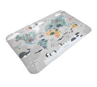 Tappeti da bagno antiscivolo lavabili, tappetini da cucina per pavimento, tappeti per ingresso interni, mappa del mondo con animali dei cartoni animati, lavanderia, bagno, porta con retro in gomma