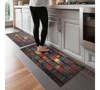 Tappeti da cucina 3D antiscivolo lavabili set 2 pezzi con design vintage libreria riempito con libri, tappetini da cucina in gomma, dimensioni 40 x 60 cm e 40 x 120 cm