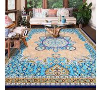 Tappeti Design Tappeto Decorativo Rettangolare 110 X 150 CMStile etnico retrò nobile kaki marrone chiaro blu Moderno Camera da Letto Lavabile Antiscivolo 110x150cm